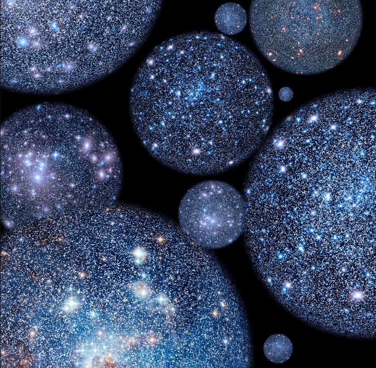 Conceptual illustration of multiple universes, based on anomalies in the cosmic microwave background detected by Planck