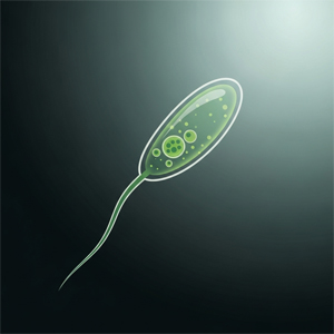Microscopic image of Euglena, a single-celled organism moving toward light as an example of instinctive behavior.