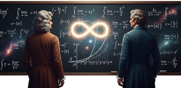 Illustration of infinitesimal calculus as the mathematics of The Infinite, connecting the finite to the infinite