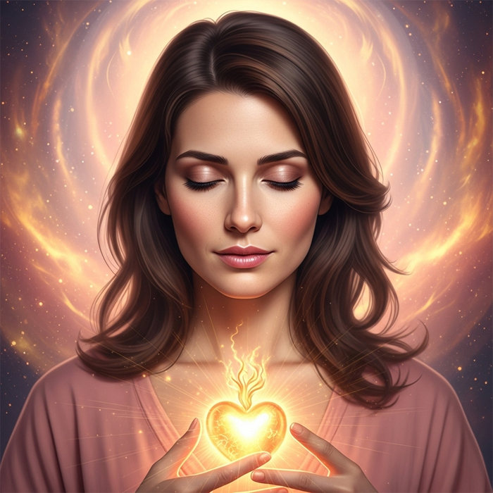 Concept image for love as a higher emotion, noting oxytocin, serotonin and dopamine effects that calm the amygdala and harmonize body and mind.