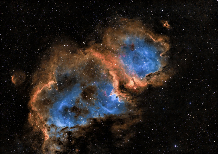 Wide-field astrophotograph of IC 1848, the Soul Nebula in Cassiopeia, a vast star-forming cloud about 6,500 light-years away.